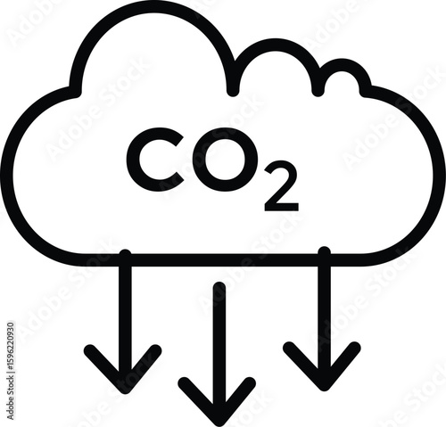 Low carbon dioxide icon. CO2 reduction vector icon design. Reduce carbon dioxide co2 icon Outline sign
