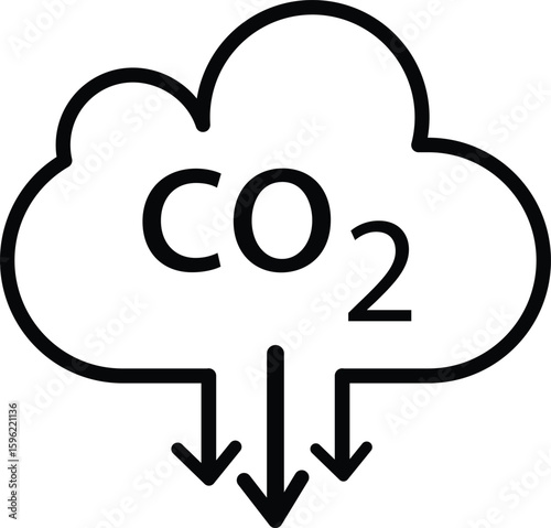 Low carbon dioxide icon. CO2 reduction vector icon design. Reduce carbon dioxide co2 icon Outline sign
