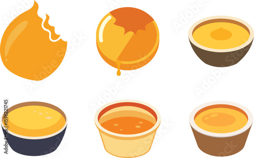 Creme Brulee Vector Illustration Set