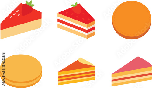 Crepe Cake Vector Illustration Set