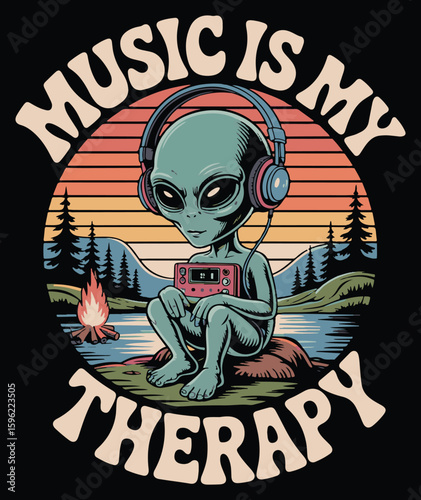 Music is my theraphy T shirt design vector .