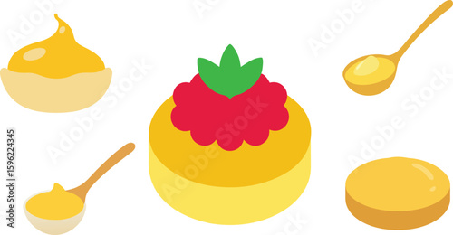Custard Vector Illustration Set