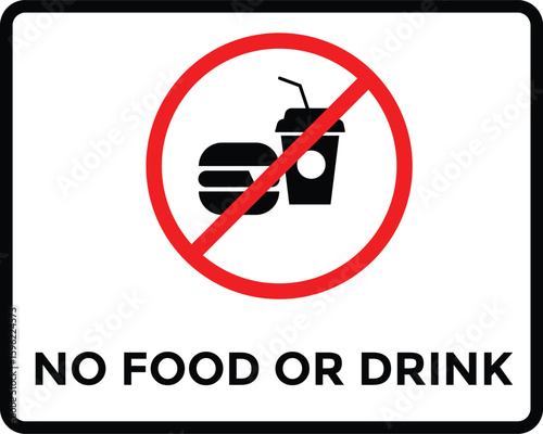 No food or drink allowed sign. No eating or drinking sign. Food Not Allowed Vector.
