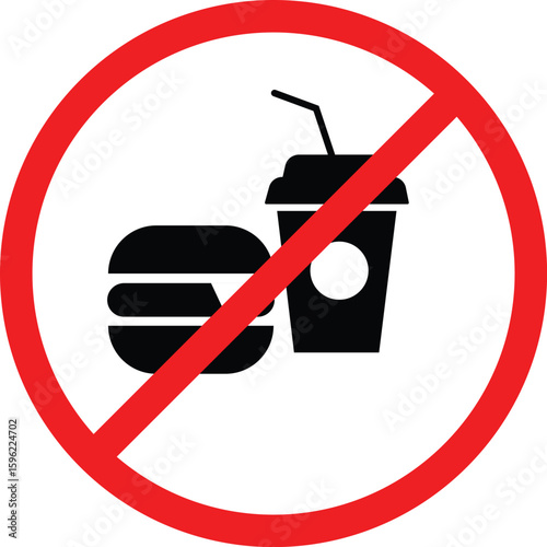 No food or drink allowed sign. No eating or drinking sign. Food Not Allowed Vector.
