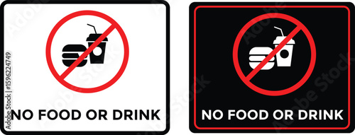 No food or drink allowed sign. No eating or drinking sign. Food Not Allowed Vector.
