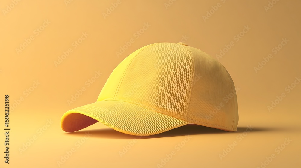 Fototapeta premium Yellow baseball cap mockup blank isolated background summer sport fashion accessory headwear template design