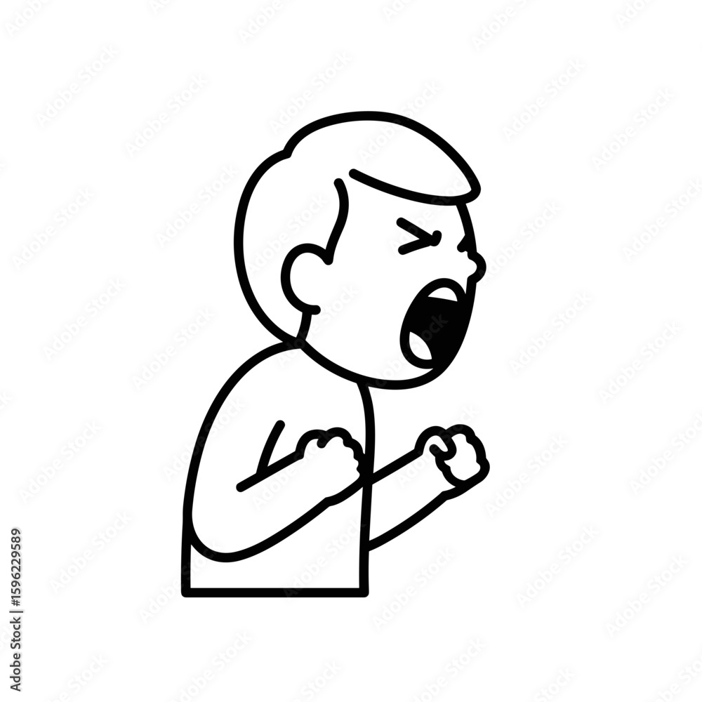 Fototapeta premium Angry boy shouting icon on transparent background