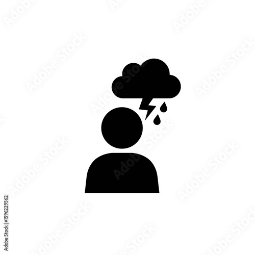 Person with storm cloud icon on transparent background