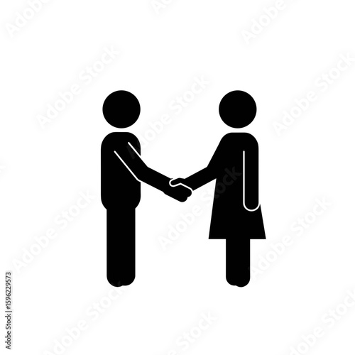 Couple shaking hands icon on transparent background