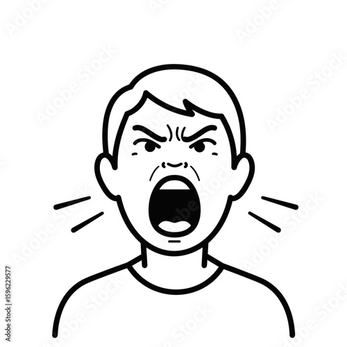 Angry boy yelling icon on transparent background