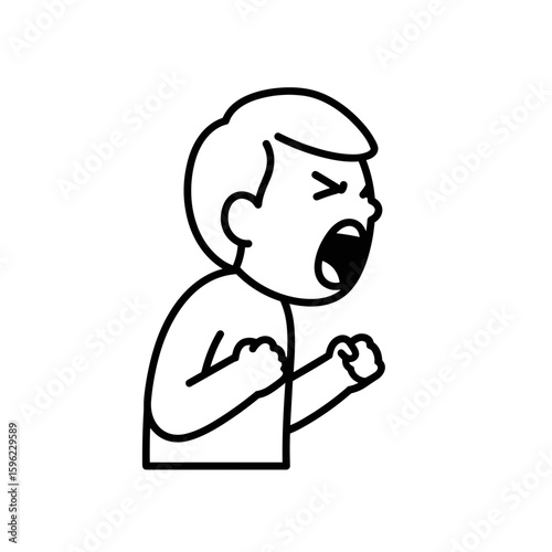 Angry boy shouting icon on transparent background
