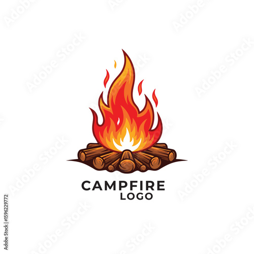 campfire logo woods vector illustration