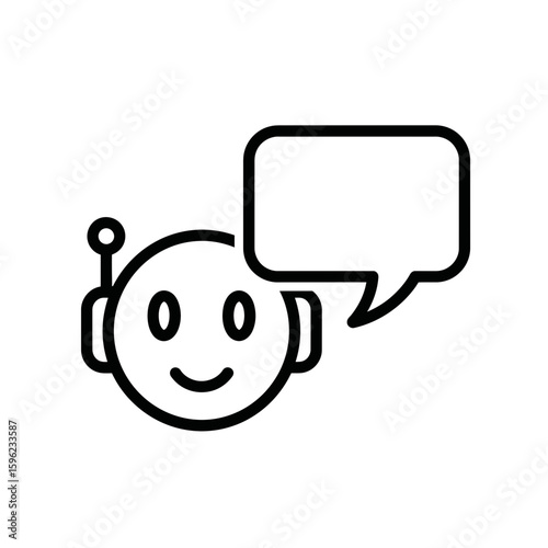 Friendly robot icon with speech bubble representing communication  