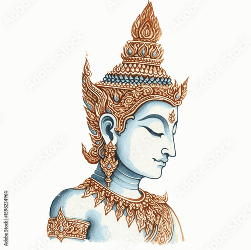 Wai of Light: Thai angels isolated watercolor vector illustration svg
