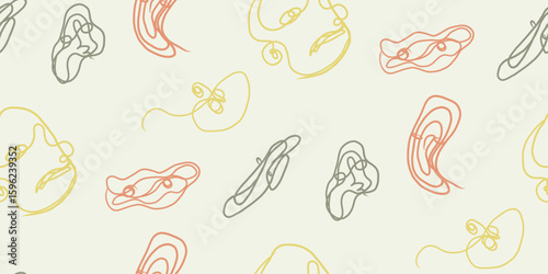 A seamless abstract pattern featuring a minimalistic human face. Artistic and modern, suitable for fashion, textiles, and prints.