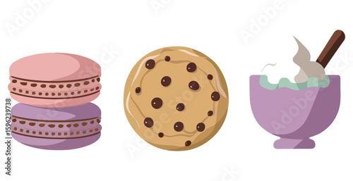 Art of macaroons, cookie, and ice cream
