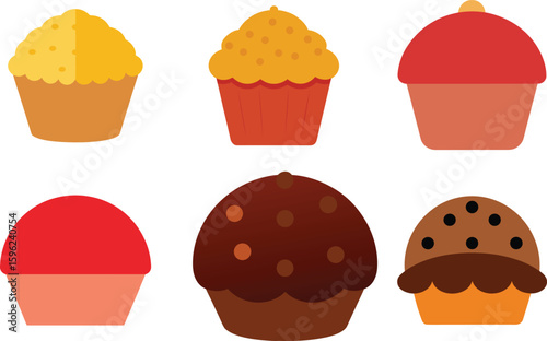 Muffin Vector Illustration Set