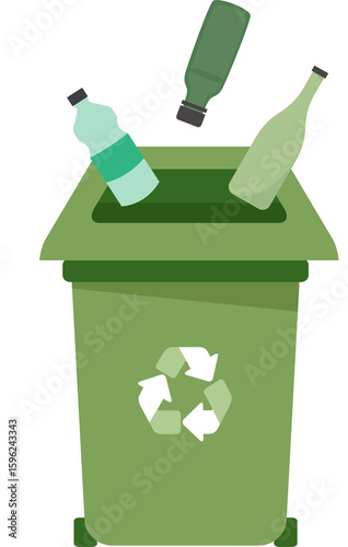 Recycling garbage bin, rubbish bins for plastic bottles. Sustainable environment concept v