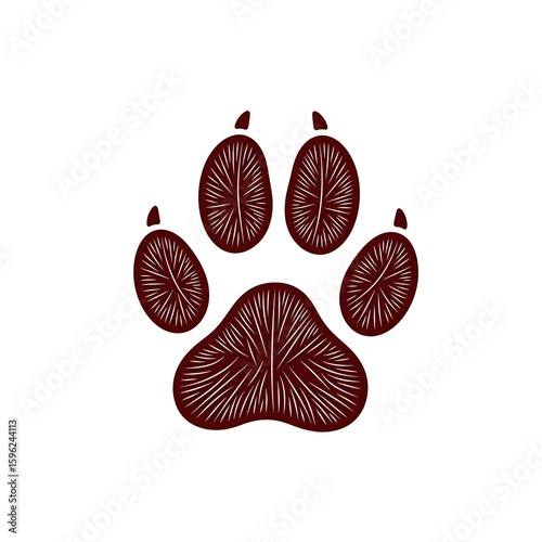 Stylized Paw Print with Detailed Fill on a White Background