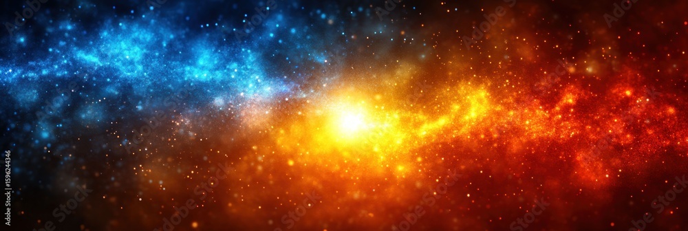 Naklejka premium Cosmic nebula with vibrant blue and orange hues