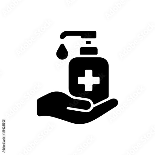 手指消毒ディスペンサーのシルエットアイコン｜Hand Sanitizer Dispenser Silhouette Icon
