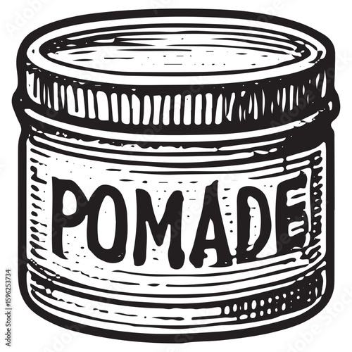 Vintage Pomade Jar Illustration for Barber Shop and Styling Designs