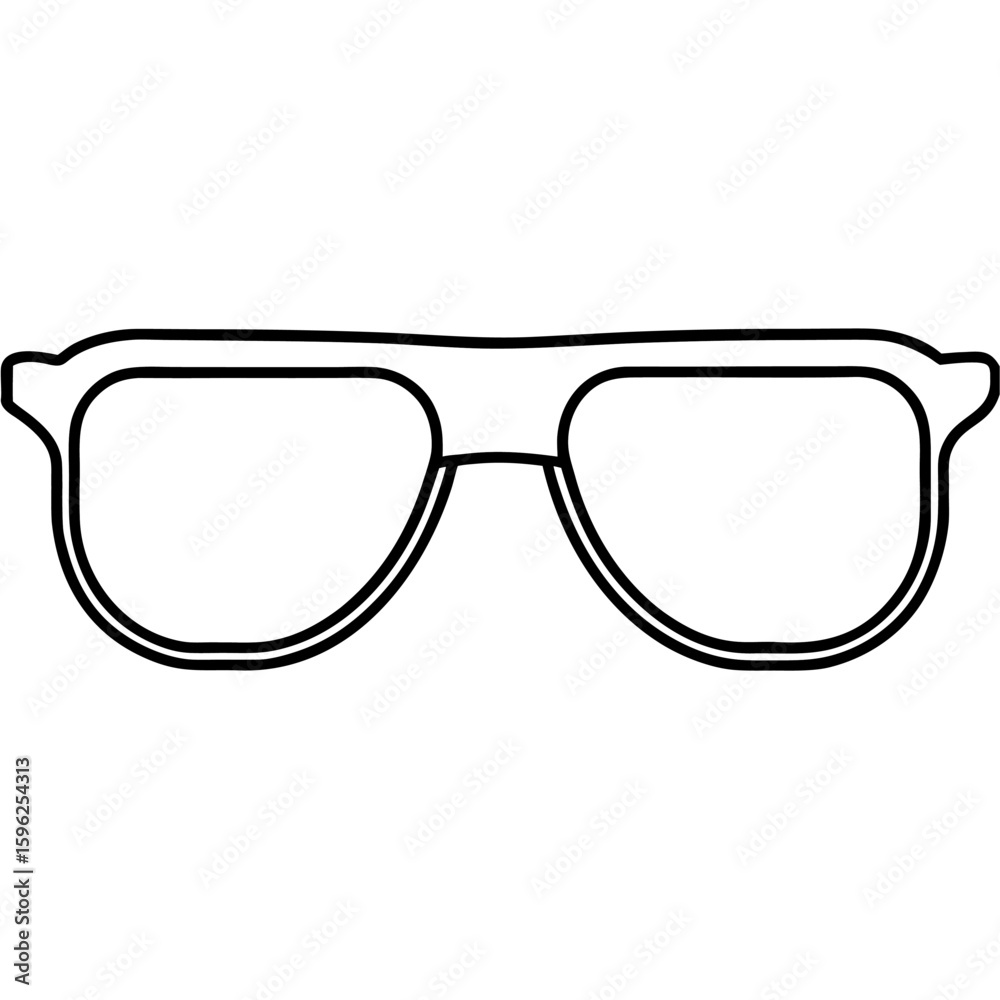 Fototapeta premium Detailed line art illustration of sunglasses with frames and lenses isolated on white background
