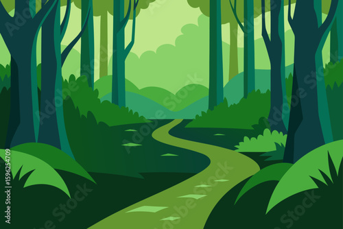 calm forest bend with moss