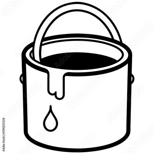 Simple line art of a paint bucket with a handle isolated on white background