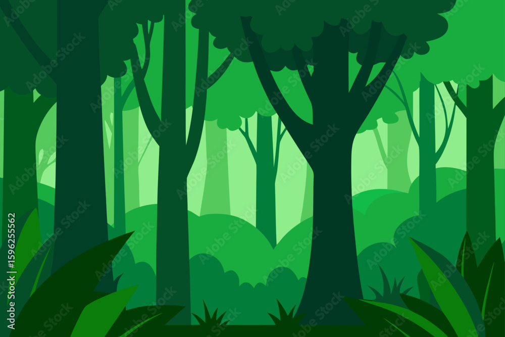 Fototapeta premium green undergrowth in dense forest