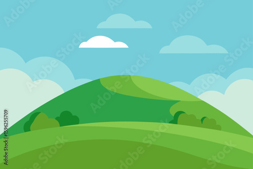 lush green hilltop under soft sky