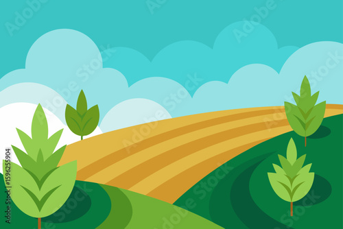 rolling field with wild green herbs