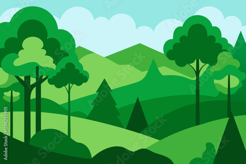 rich green forest from hillside