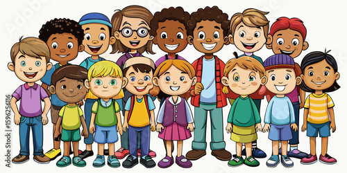 Children with different nationalities on white background
