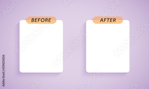 Vector Before And After Frame On Purple Background