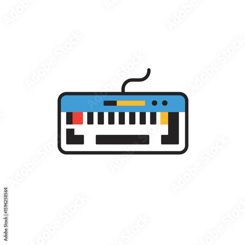 Vibrant Digital Music Synthesizer Keyboard Icon Vector Illustration