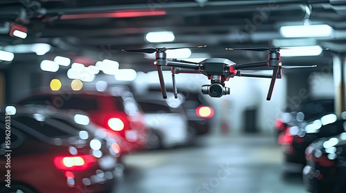 Wallpaper Mural A drone hovers amidst vehicles in an indoor parking garage. Torontodigital.ca