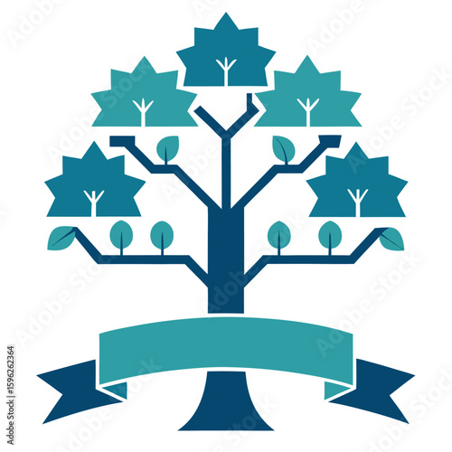 Editable family tree banner design featuring customizable name plaques and genealogical layout