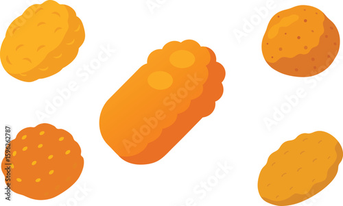 Tater Tots Vector Illustration Set
