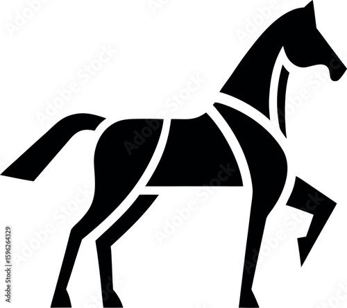 A solid black silhouette of a horse performing a Western sliding stop.