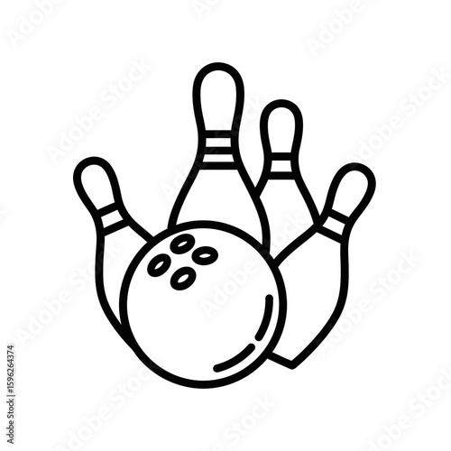Bowling ball and pins icon representing sports and fitness