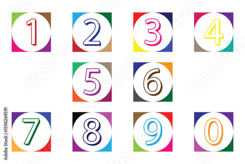 Simple black circle with white number icon. 0 to 9 number symbol vector. Set of 1 to 9 numbers simple design isolated. bullet point number icons collection. eps 10