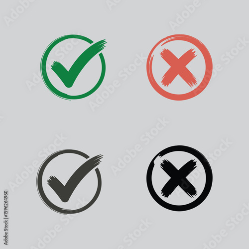yes and no buttons check mark button vector art 