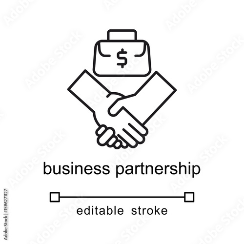Business partnership icon showing a partnership agreement. Suitable for business presentations, websites, social media posts, and marketing materials.