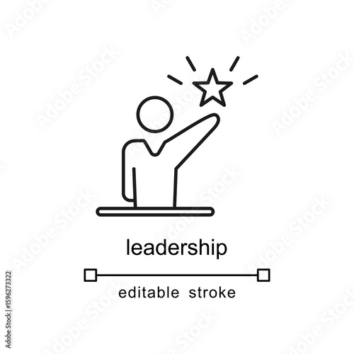 Suitable for business presentations, motivational materials, or leadership themed content, this linear icon symbolizes ambition, aspiration, and guidance for success.