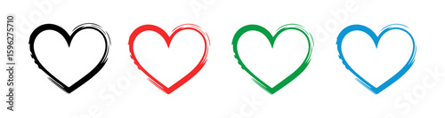 heart shape icon set in paint brush style vector