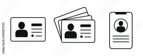 id card icon vector with photo badge illustration
