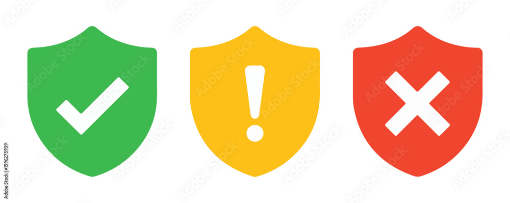 Obraz premium safe caution and unsafe shield icon set