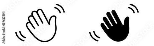 waving hand gesture icon set

