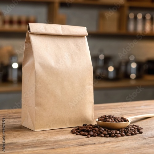 mockup of a kraft coffee bag